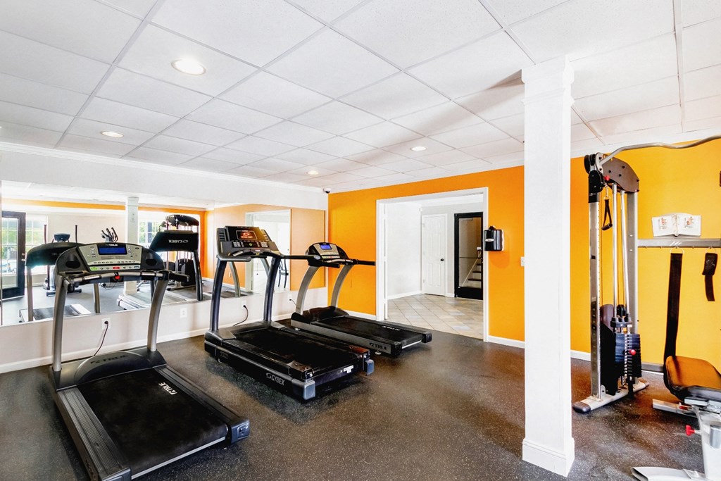Fitness center with treadmills  at Willow Apartments, Nashville, TN