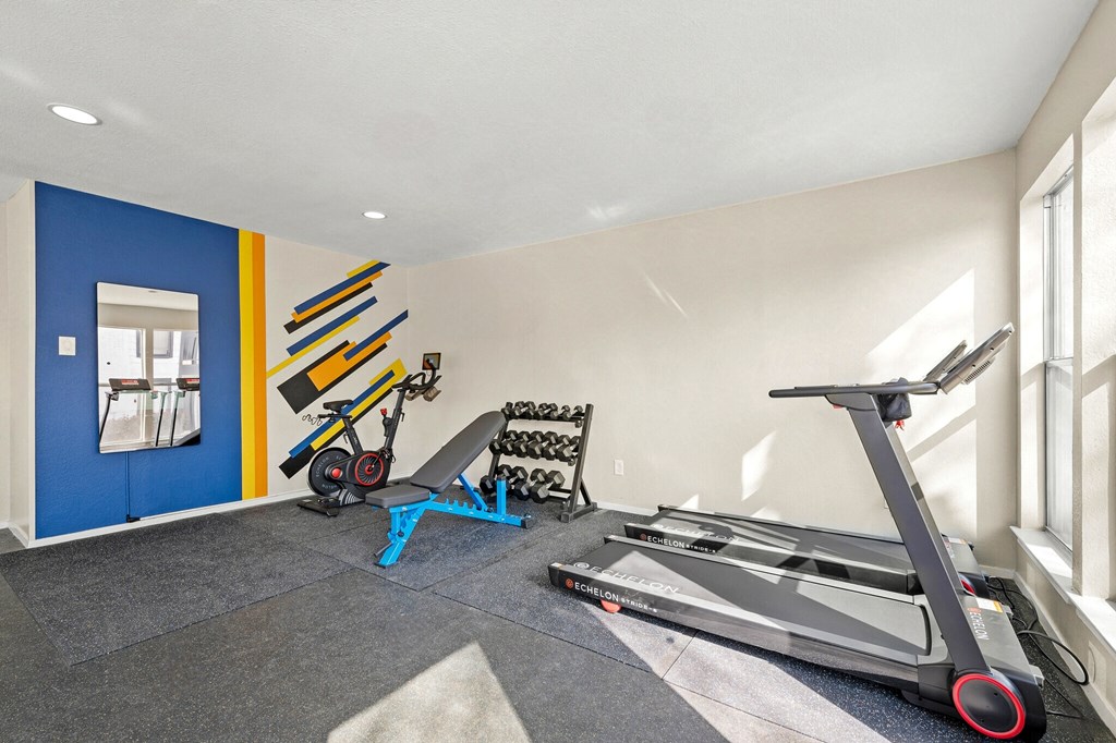 the gym at the central apartments near uptown and downtown at Keller Oaks, Texas ?