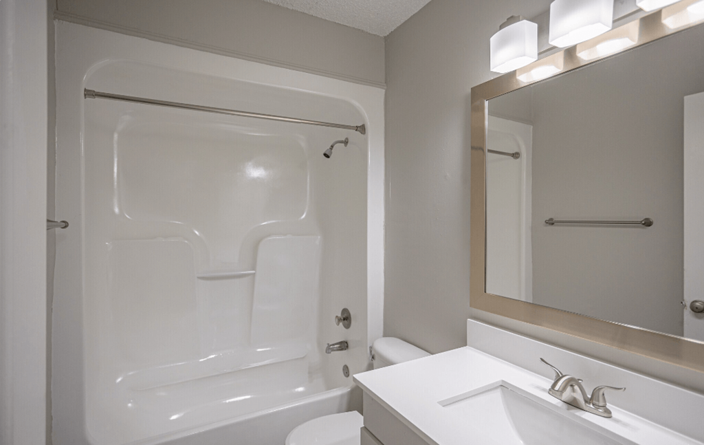 Bathroom with sink, toilet and shower at Willow Apartments, Nashville, TN