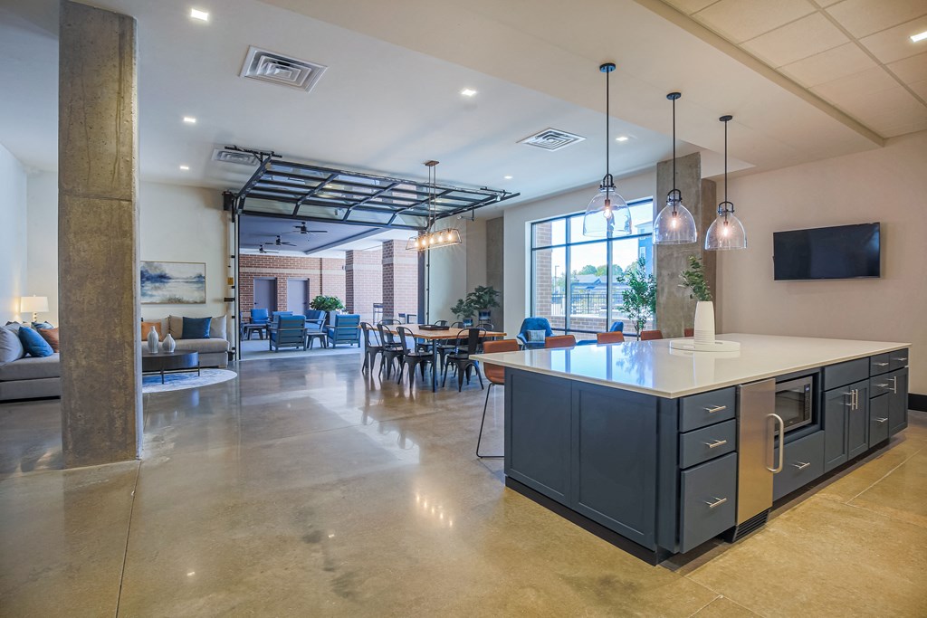 the preserve at ballantyne commons kitchen island and living room