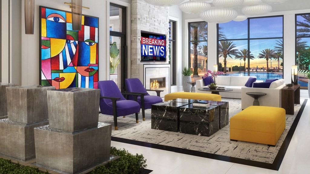 a rendering of a lobby