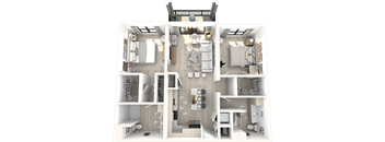 a 3d floor plan of a house with a bedroom and a bathroom