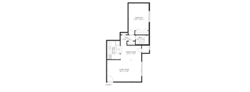A black and white image of a floor plan for a house.