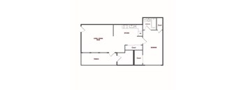 A floor plan of a house with a living room, dining room, kitchen, bedroom, bathroom, terrace, and a section for a rear extension.
