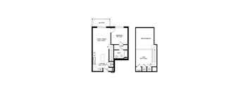 a floor plan of two bedrooms with a bathroom and a living room