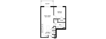a floor plan of a small house with a bedroom and a living room
