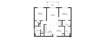 a floor plan of a house with a bedroom and a living room