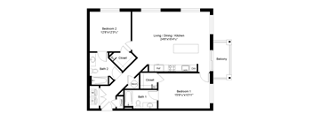 a floor plan of a house with a bedroom and a living room
