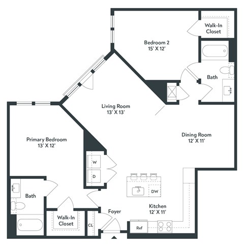 A black and white image of a house floor plan.