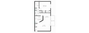 a floor plan of a small house with a kitchen and a living room