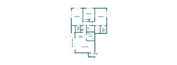 A floor plan of a house with a living room, dining room, kitchen, and four bedrooms.