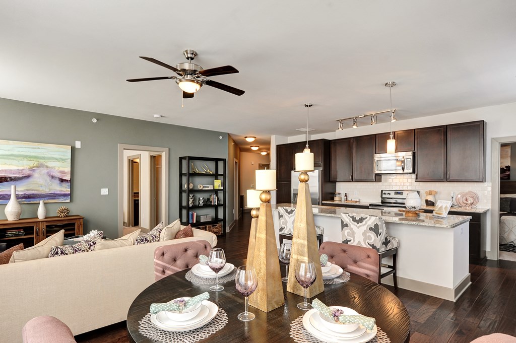 Living, dining and kitchen