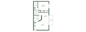 a floor plan of a small house with a kitchen and a living room