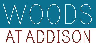 The image displays the words "WOODS AT ADDISON" in large, bold letters.
