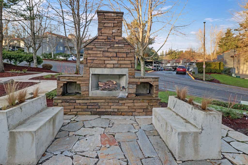 Outdoor Fireplace | Taluswood Apartments |  Mountlake Terrace