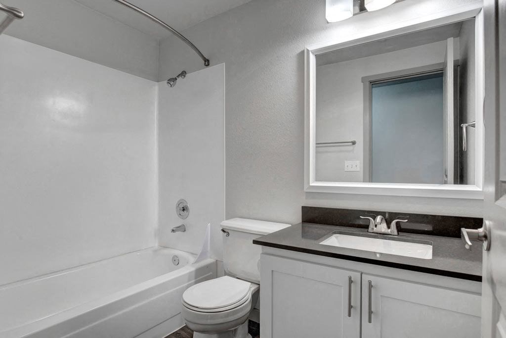 a bathroom with a sink toilet and bathtub