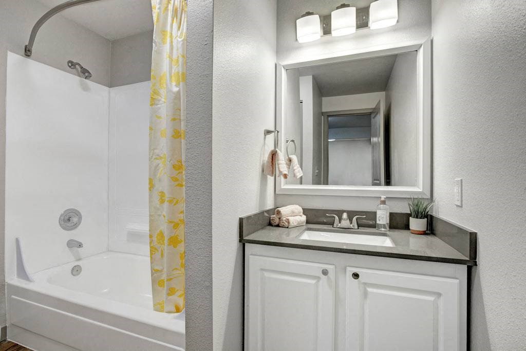 a bathroom with a sink and a bathtub