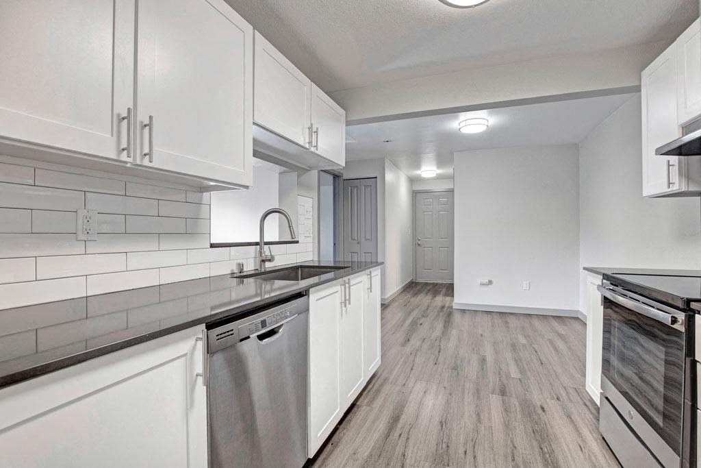 a kitchen with a dishwasher a sink and a stove