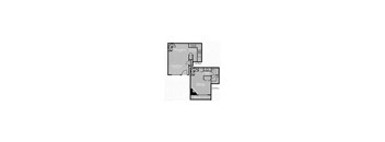A floor plan of a house with a dining room, living room, kitchen, and two bathrooms.