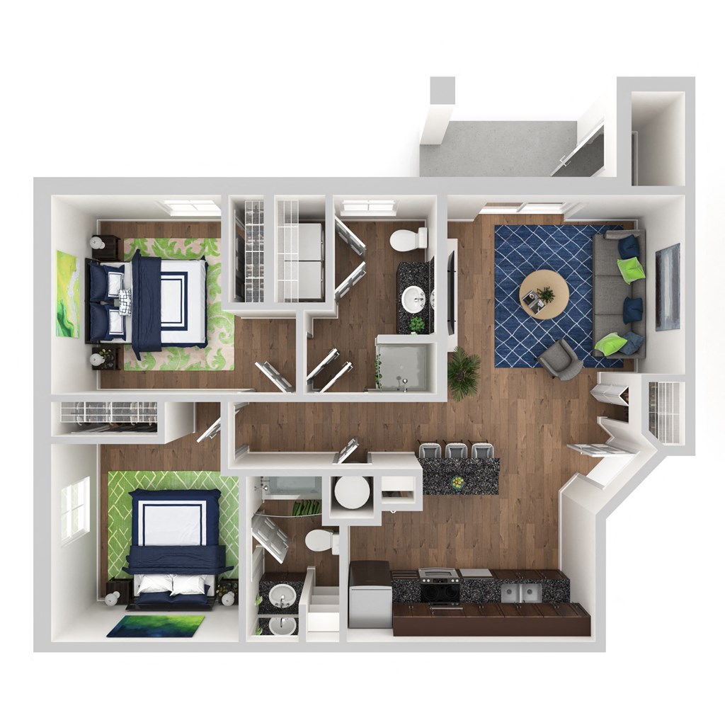 a1 floor plan  1 bedroom with 2 baths  129796