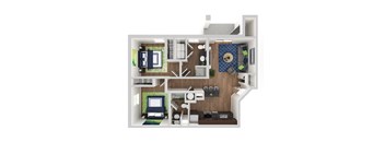 a floor plan  2 bedroom with 2 baths