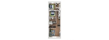 a floor plan of an apartment with two bedrooms and a living room