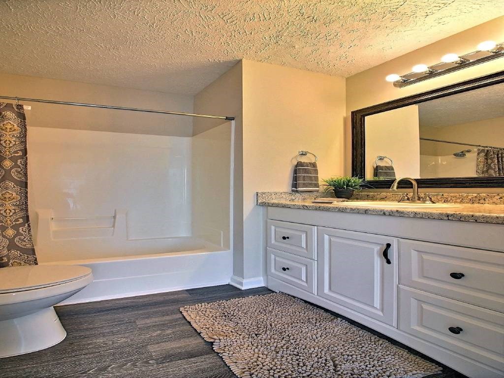 a bathroom with a toilet and a sink and a shower