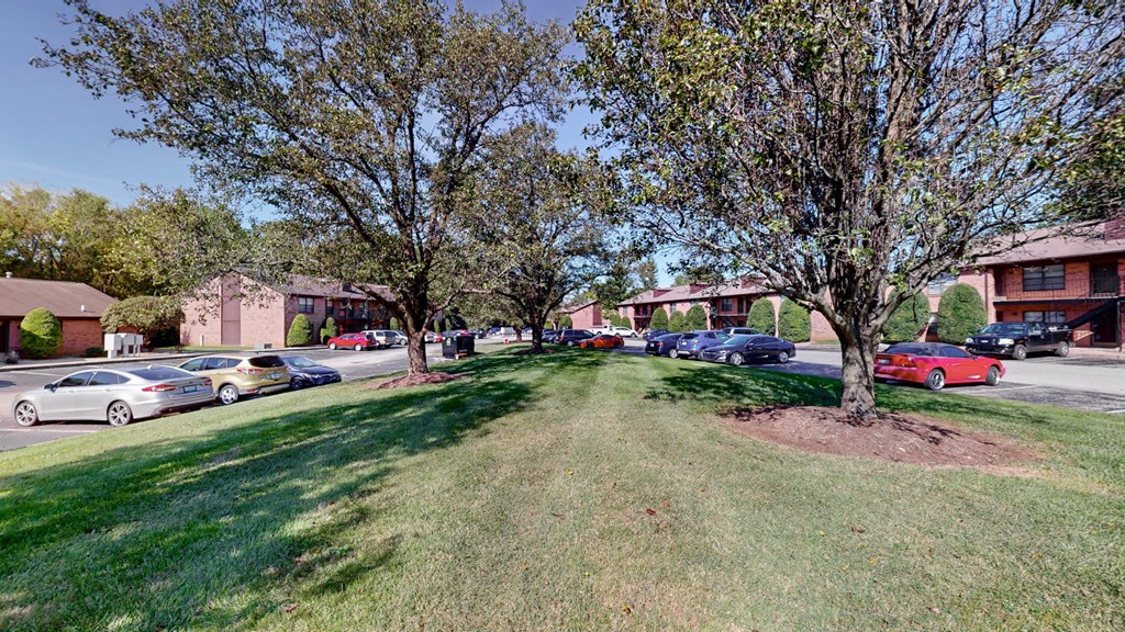 a neighborhood with cars parked in front of houses