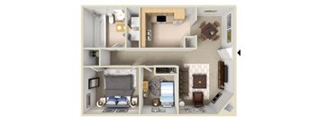 2 Beds, 1 Bath w Fireplace