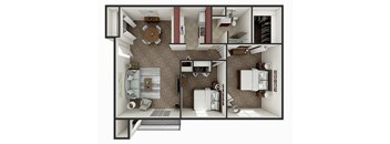 a floor plan of a one bedroom apartment with a bathroom and living room
