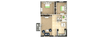 a floor plan of a house with a bedroom and a living room