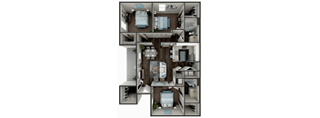 a 3d drawing of a floor plan with a bedroom and a bathroom