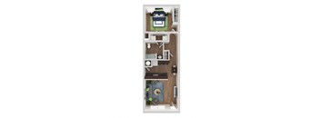 a floor plan of a house with a bedroom and a living room