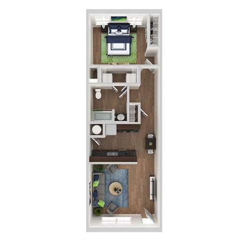 a floor plan of a house with a bedroom and a living room