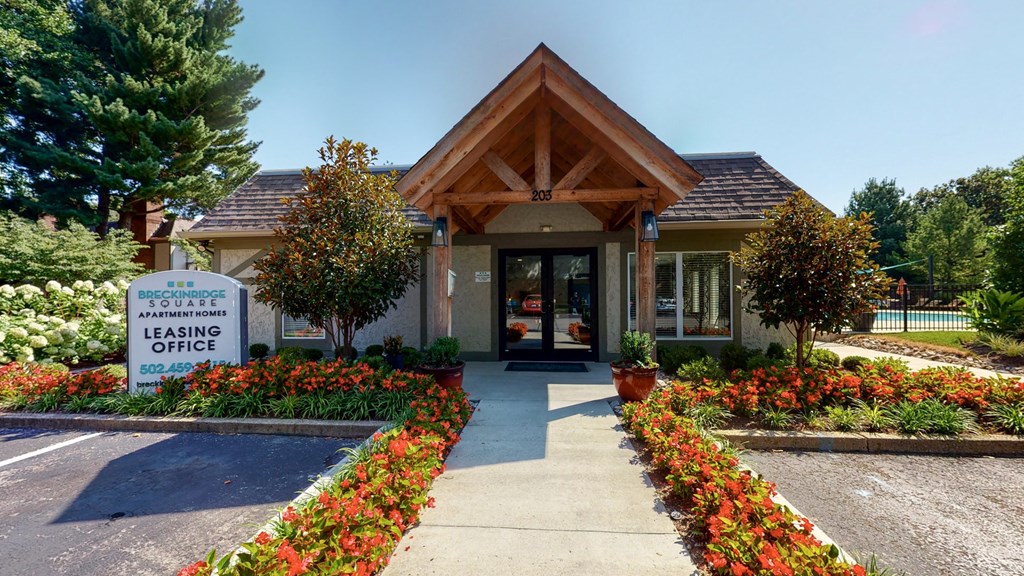 the entrance to the leasing office of the learning office building