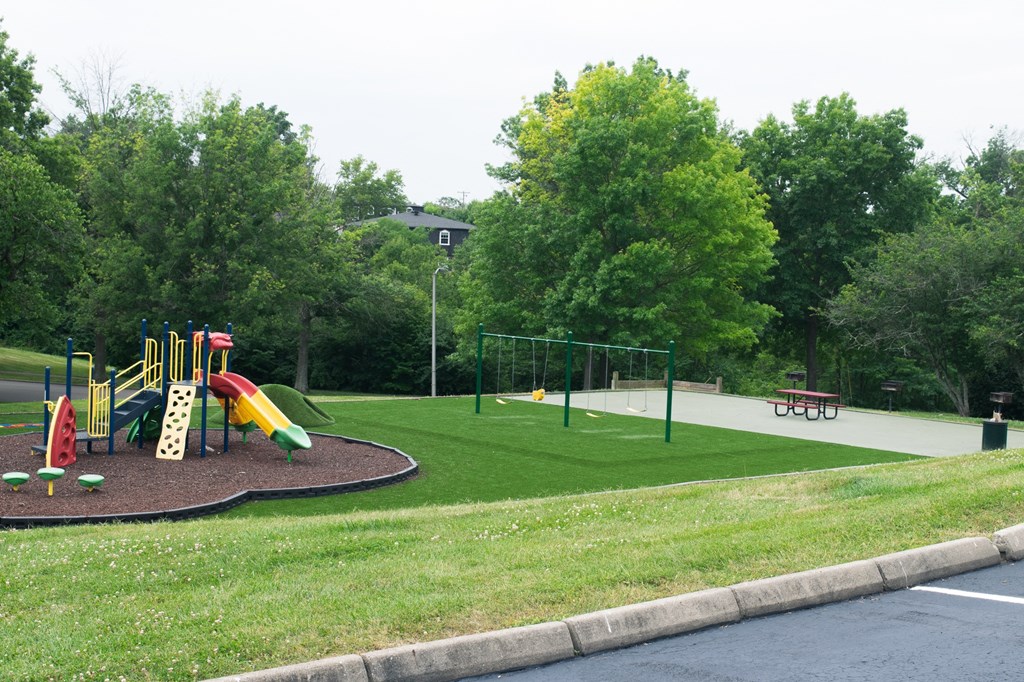 a park with a playground and a basketball court