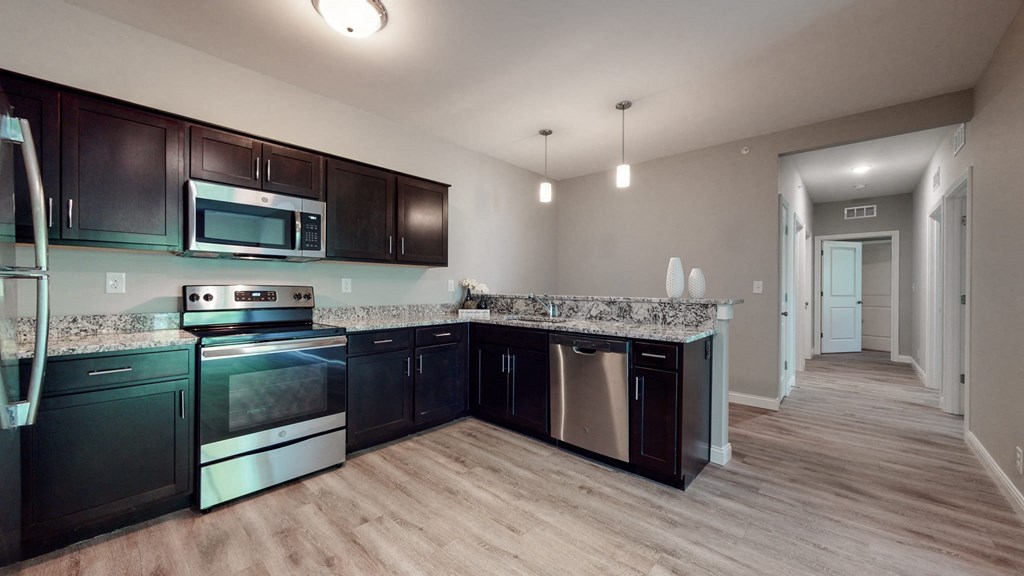 the heights on capitol hill apartments kitchen with stainless steel appliances