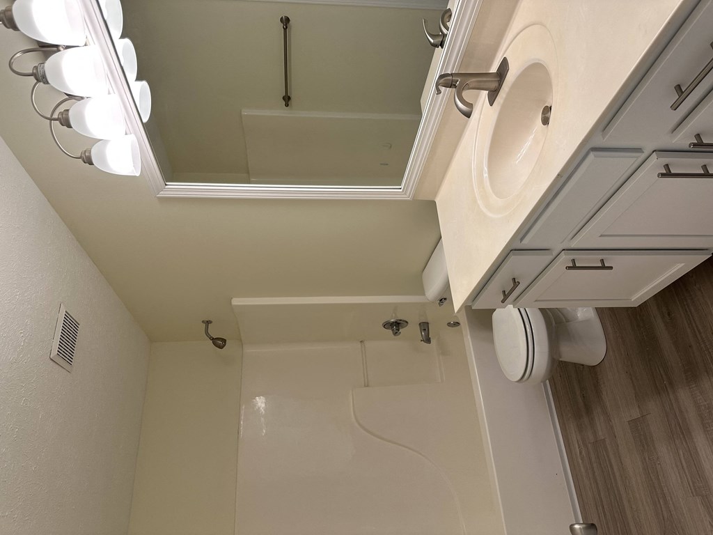 a bathroom with a toilet and a sink and a mirror