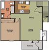 1 BED, 1 BATH 876 sq.ft.