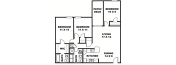 Three Bedroom, Two Bath