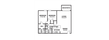 2 Bedroom, 2 Bathroom Extended