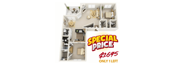 A special price of $1695 is displayed for a property with only one left.