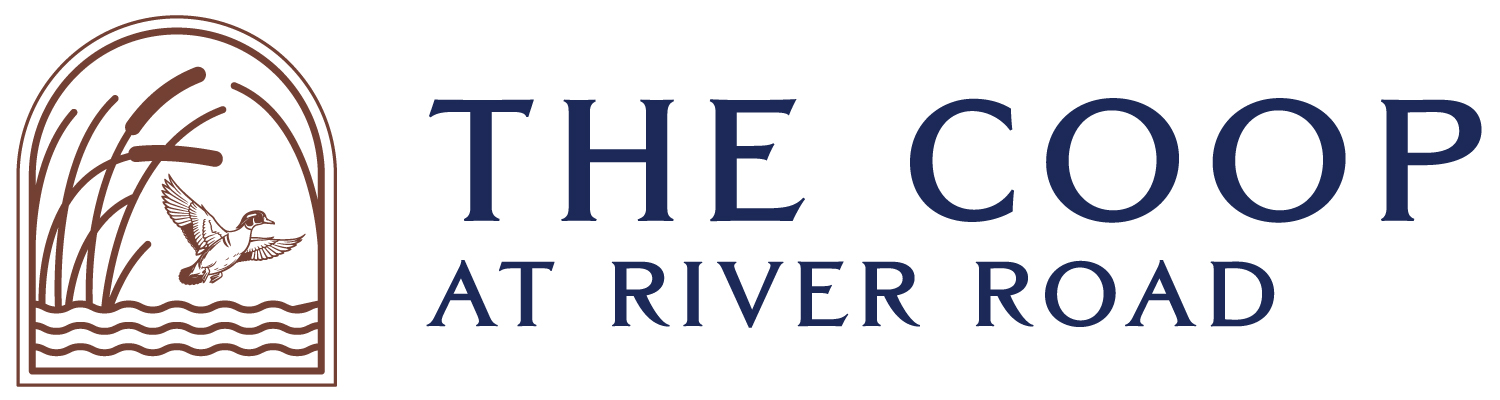 The Coop at River Road logo with a bird flying over water.