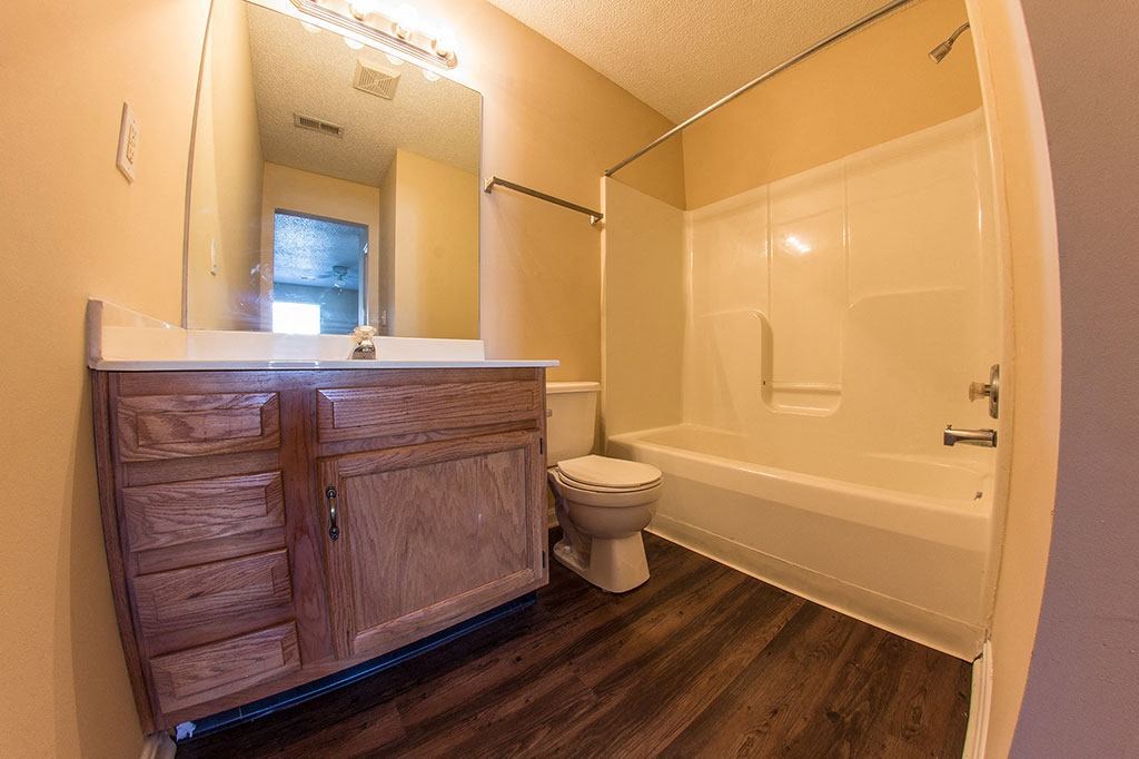 a bathroom with a toilet and a sink and a bath tub