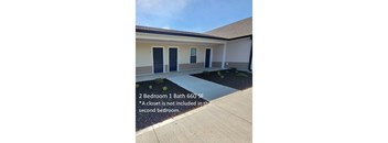 A house with two bedrooms and one bathroom.