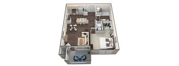 1Bed 1Bath A 1 Unit floorplan at Aventura at Forest Park, St. Louis, MO
