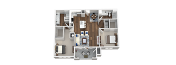 2 Bed 2 Bath 3D Floor Plan at Aventura at Wild Horse Creek, Chesterfield