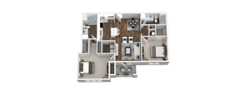 2 Bed 2 Bath 3D Floor Plan at Aventura at Wild Horse Creek, Chesterfield, 63017