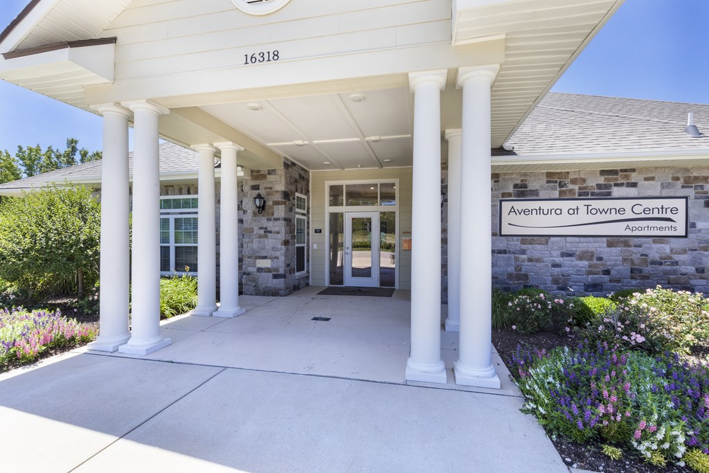 the front entrance of the administration of tower centre building the front entrance of the administration of tower centre building at Aventura at Towne Centre, Ellisville, MO, 63011