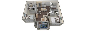 2Bed 2Bath B 1 Unit Floorplan at Aventura at Forest Park, St. Louis, MO